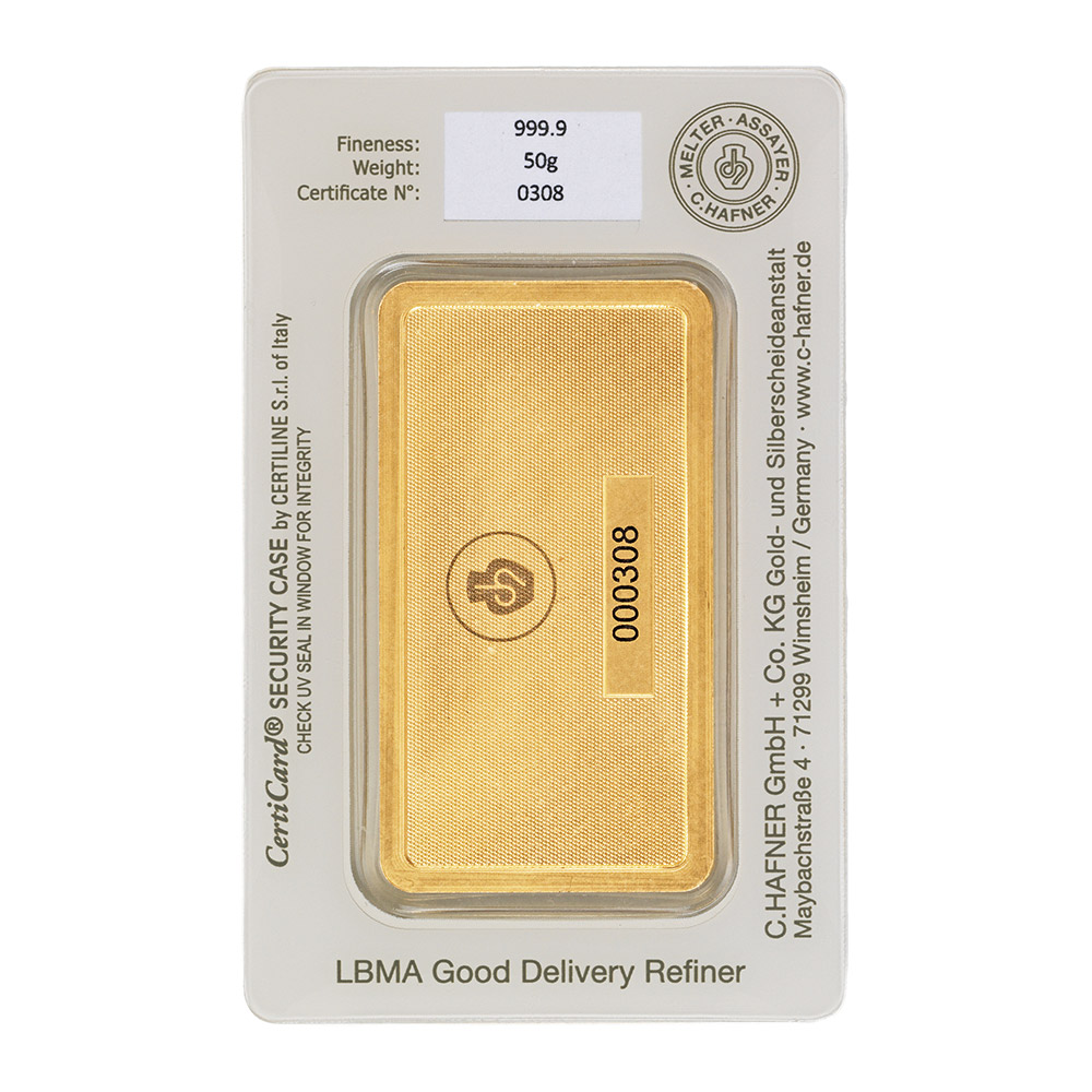24K GULDTACKA C.HAFNER 50 G