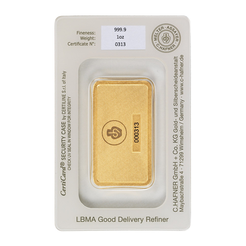 24K GULDTACKA C.HAFNER 1 Oz